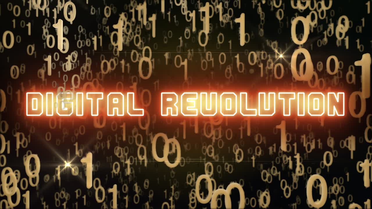 concepto de revolución digital dorada con código digital