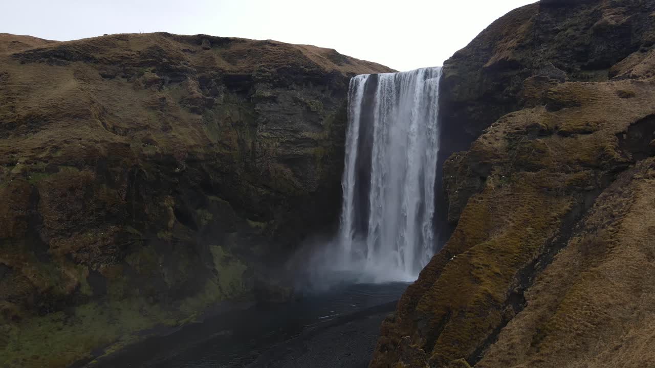 Iceland Waterfall Skogafoss Aerial Drone 6.mp4