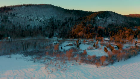 Beautiful-winter-aerial-view-of-a-snow-covered-frozen-landscape