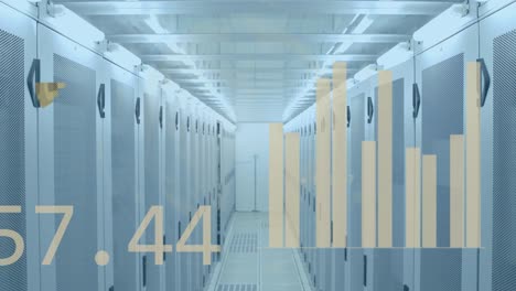 animación del procesamiento de datos a través de servidores informáticos