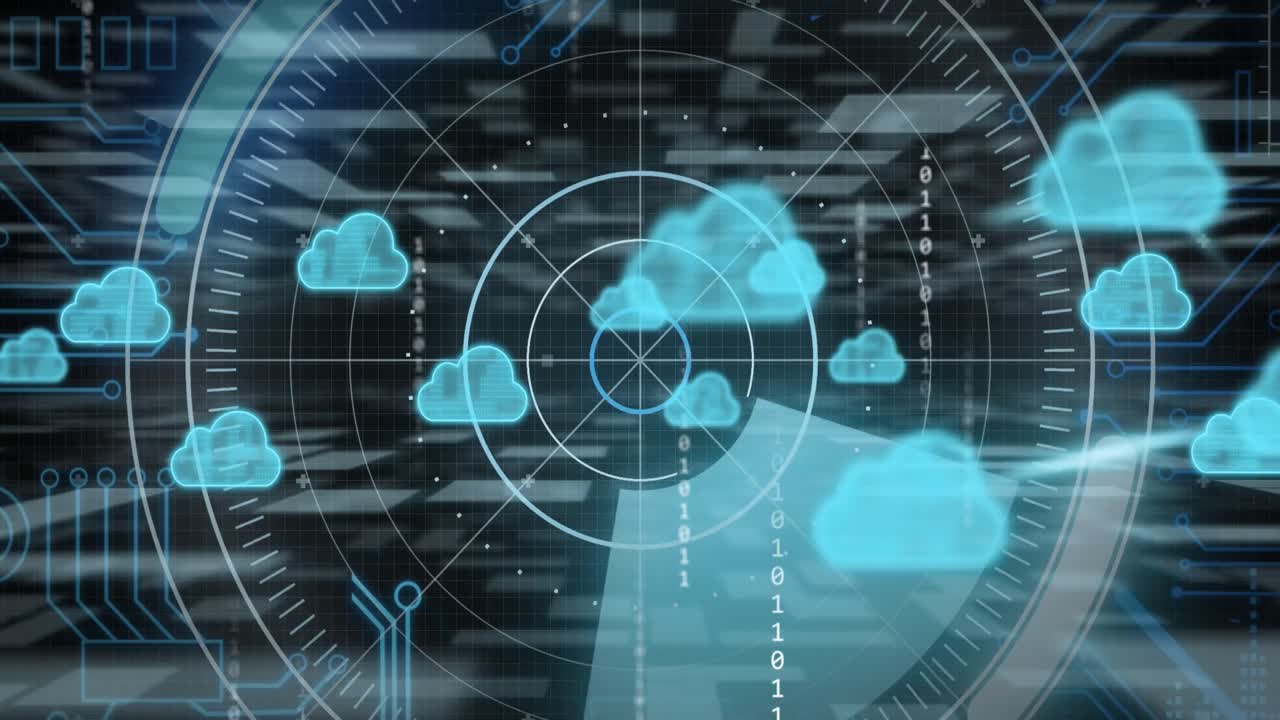 animación de nubes, procesamiento de datos a través de servidores informáticos