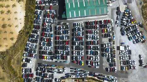 aerial view of a scrapyard