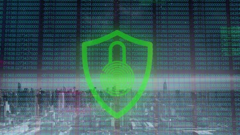 icono de candado de seguridad contra el paisaje urbano