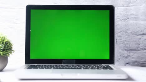 laptop screen with green display isolated on white