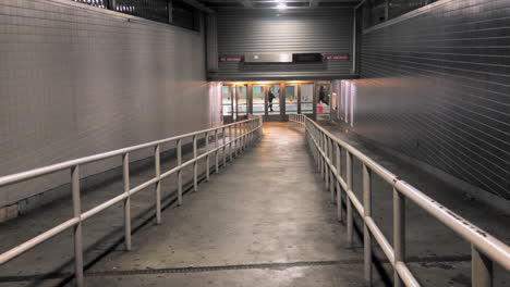 nighttime empty entrance to bus station