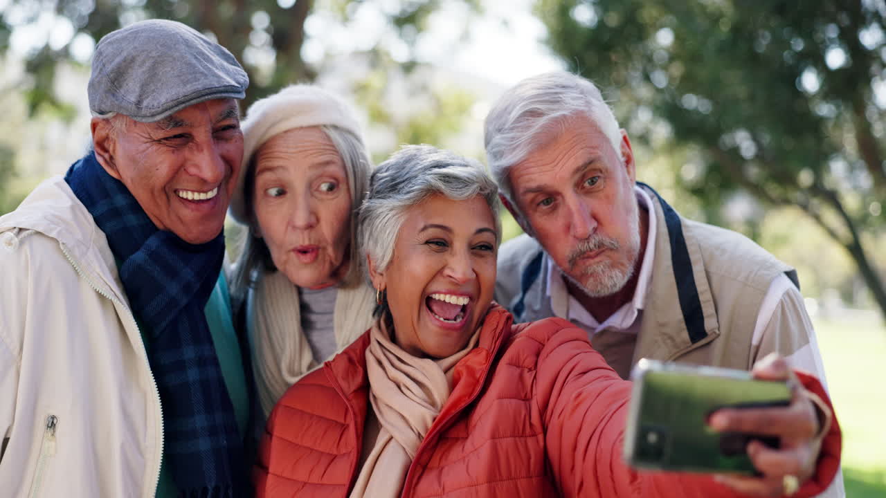 Group selfie of senior citizens