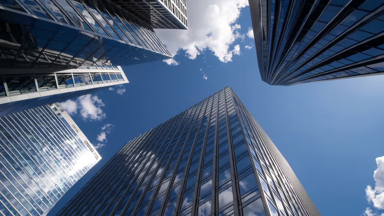 mirando hacia arriba a los rascacielos modernos