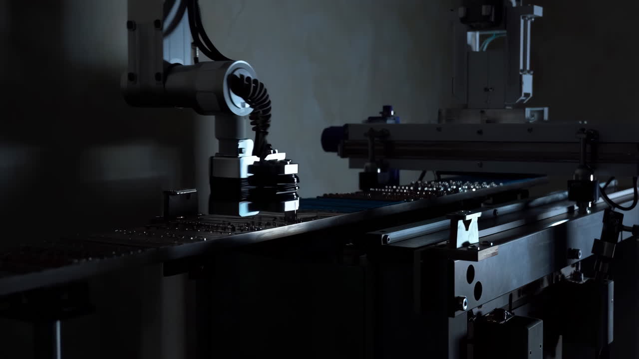 Robotic Arm Working on an Automated Assembly Line