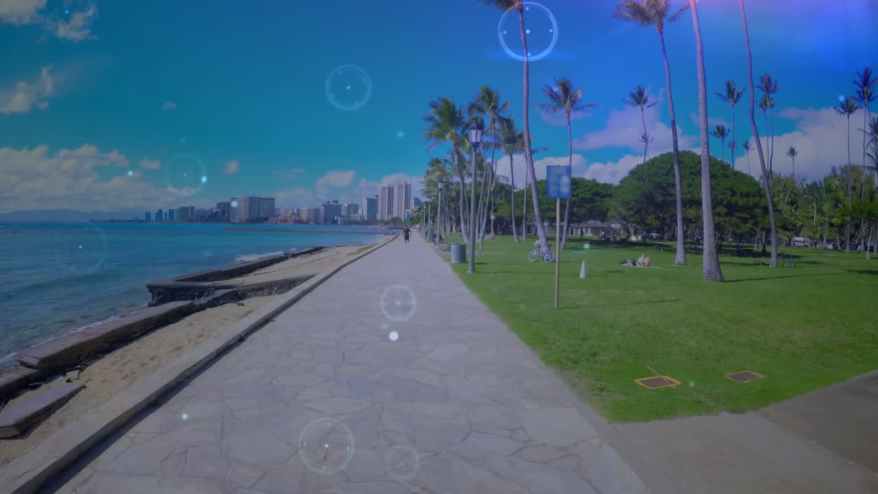 연결 네트워크의 애니메이션과 데이터 처리가 사람에 의해 실행됩니다.