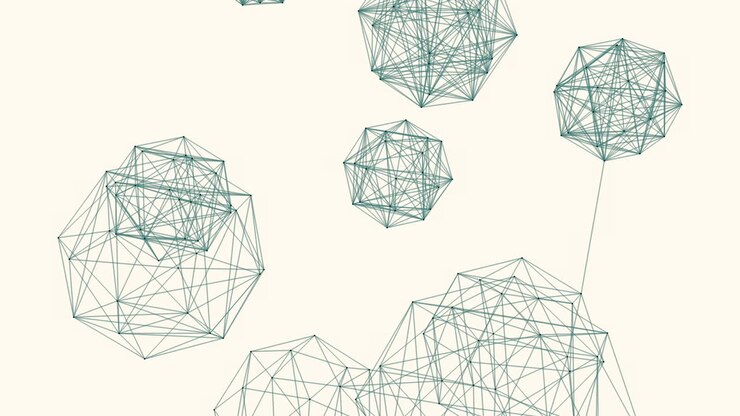 Composizione astratta di forme e triangoli interconnessi