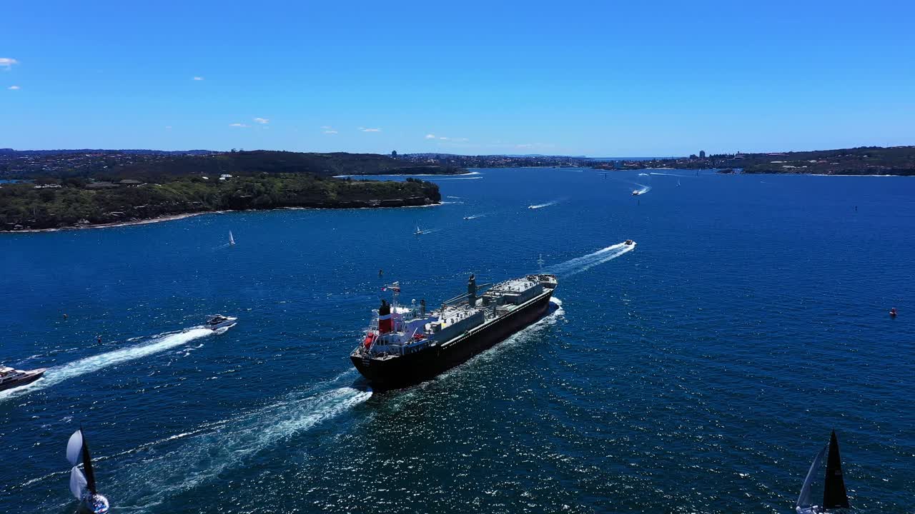 Cargo Ship Sailing in the Ocean
