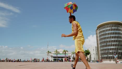 frevo dancer at the street carnival in recife, pernambuco, brazil.