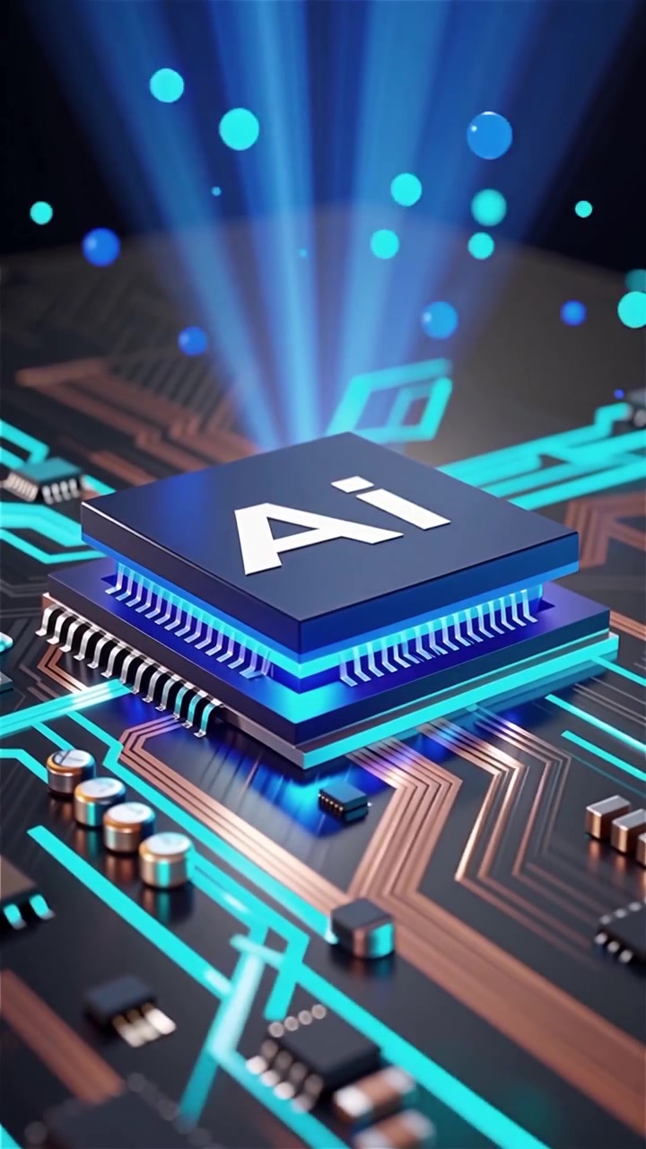Futuristic AI Chip Motherboard Technology Background
