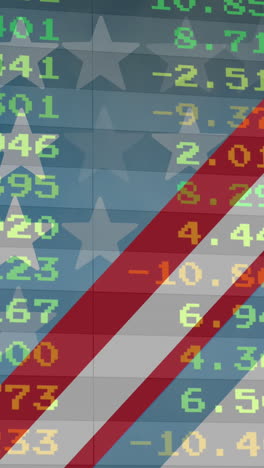 animation of data processing over flag of america