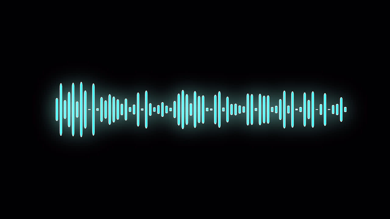 Animated Blue Neon Sound Wave Equalizer on Black Background