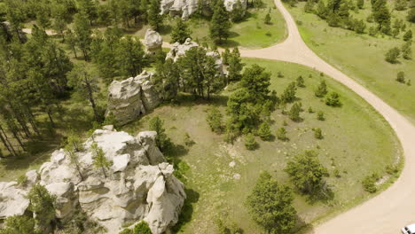 aerial view of rock formations and landscape