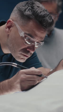 Man working with precision tools