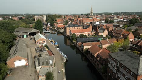 river trent canal aerial newark nottinghamshire uk slow motion