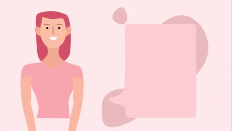 animated illustration of a girl talking and a text box comes out