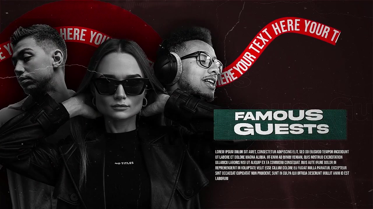 Dynamisk podcast intro motion graphics skabelon med mennesker