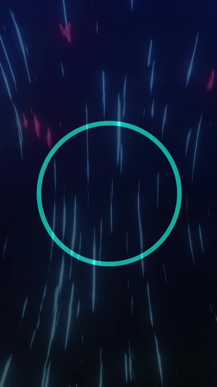 Animation of blue dots and circles over blue light trails background