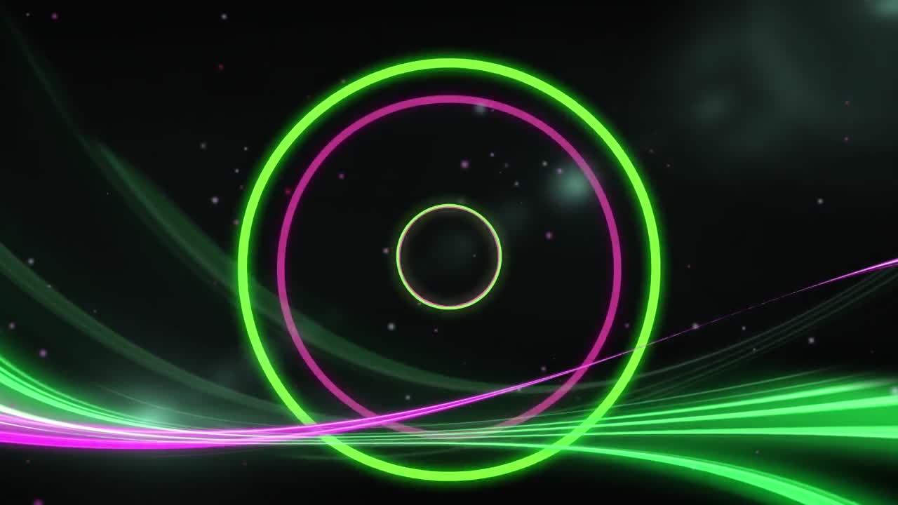 검은색 배경에 반점과 네온 모양의 애니메이션