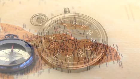 animation of clock ticking over map