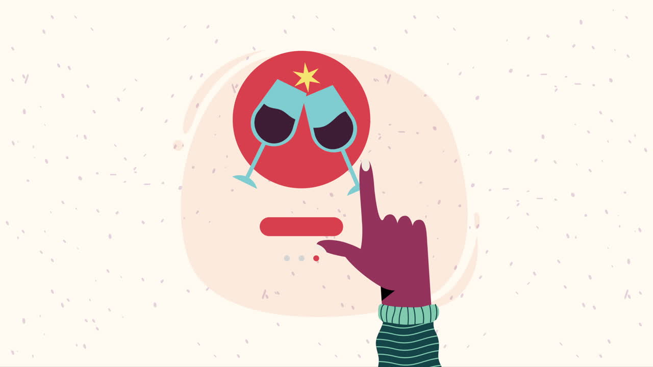 신선한 와인 컵 음료 애니메이션