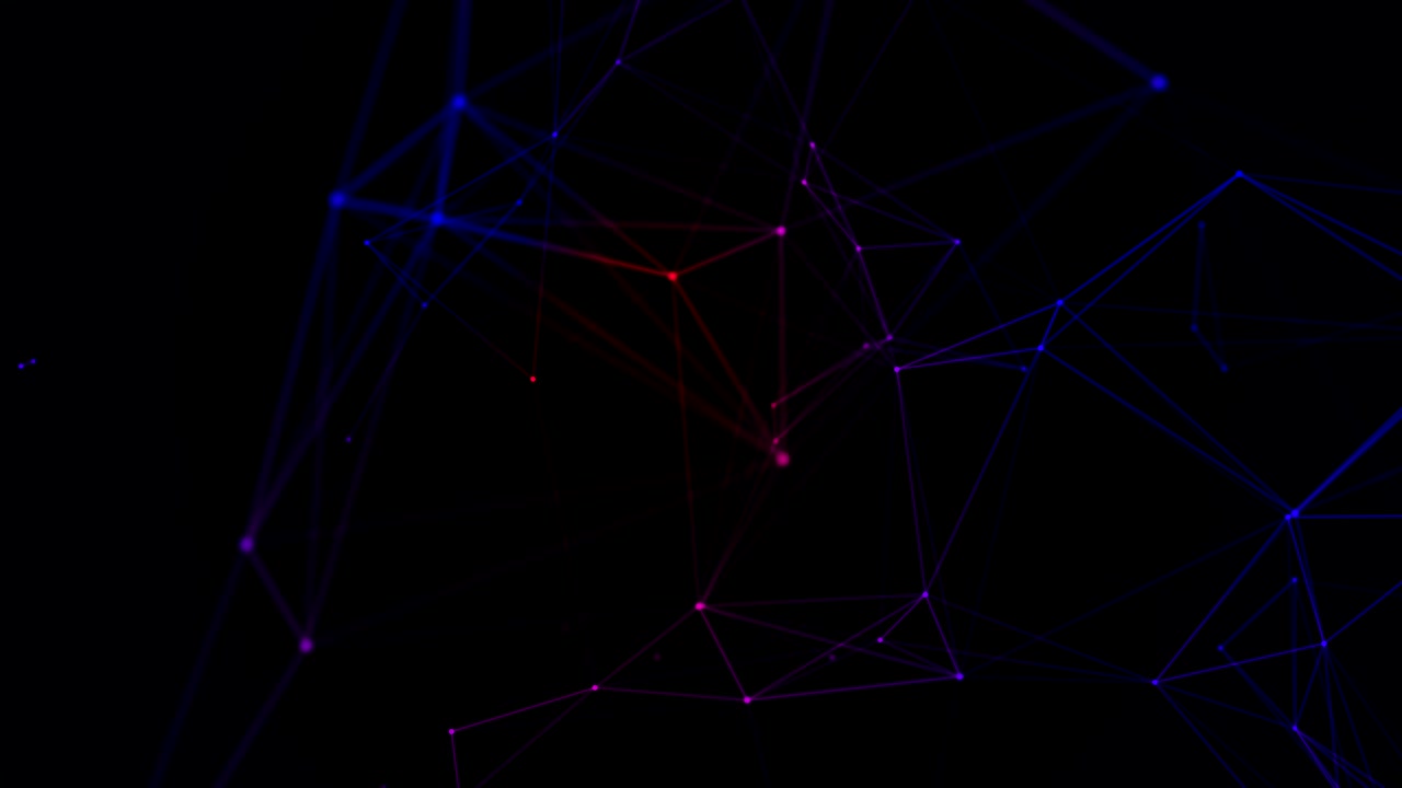 Abstract beautiful geometric background with moving lines, dots and triangles. Plexus fantasy abstract technology. Loop animations.