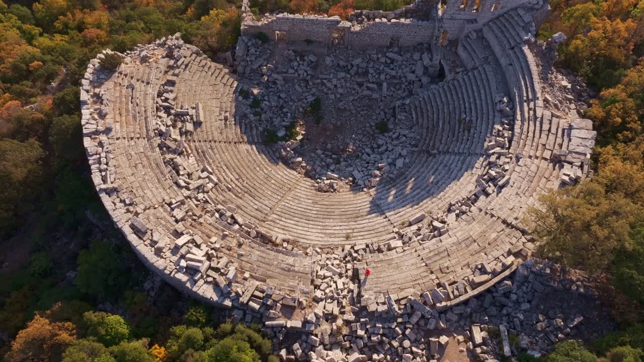 Turkey's ancient city Termessos theatre with autumnal scenery