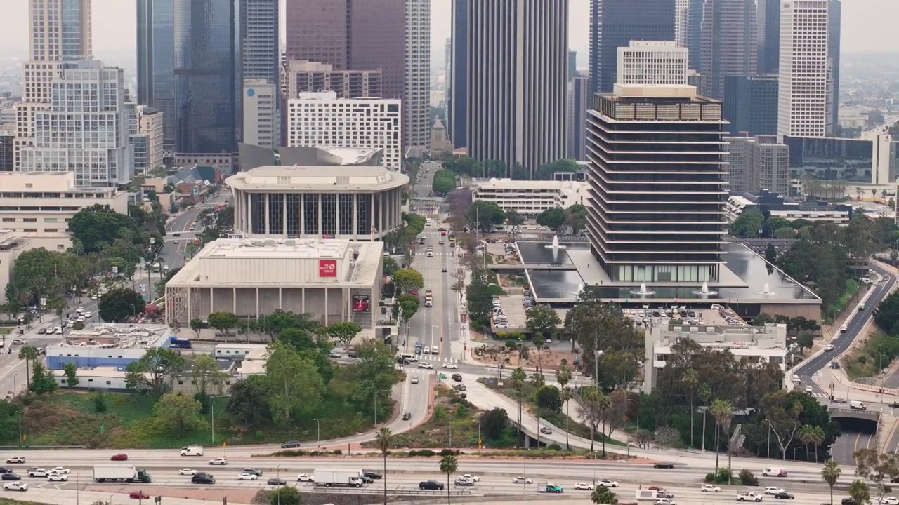 Panoramica aerea del centro di Los Angeles nella California meridionale.