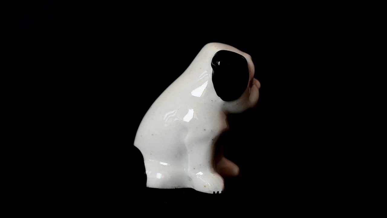 Shooting of a statuette of a dog. Shooting of a statuette