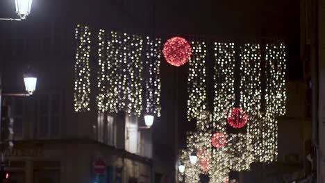 beautiful christmas light blowing and sparkling in the night and illuminating all streets of metz in france