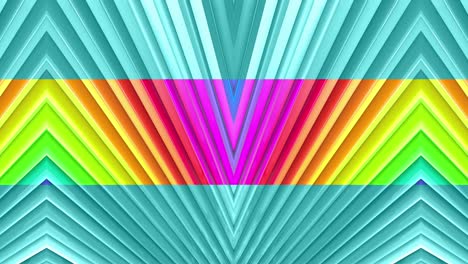 abstracto 3d sin costuras fondo brillante en 4k con cintas de arco iris. rayas multicolores arcoirís moverse cíclicamente en geometría simple estilo creativo de dibujos animados. animación suave en bucle. 31