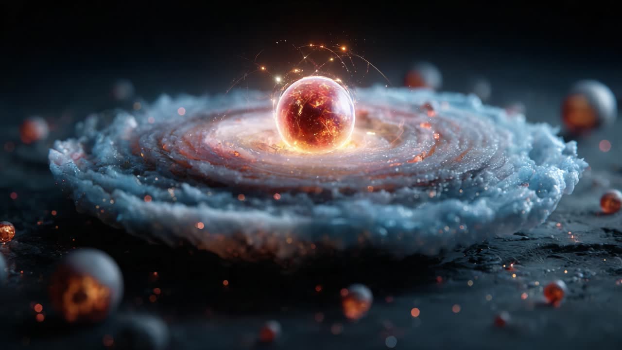 A Stunning Visual of a Cosmic Phenomenon Featuring a Celestial Orb at the Center of a Vibrant Spiral Galaxy, Capturing the Beauty of Space and Light Dynamics