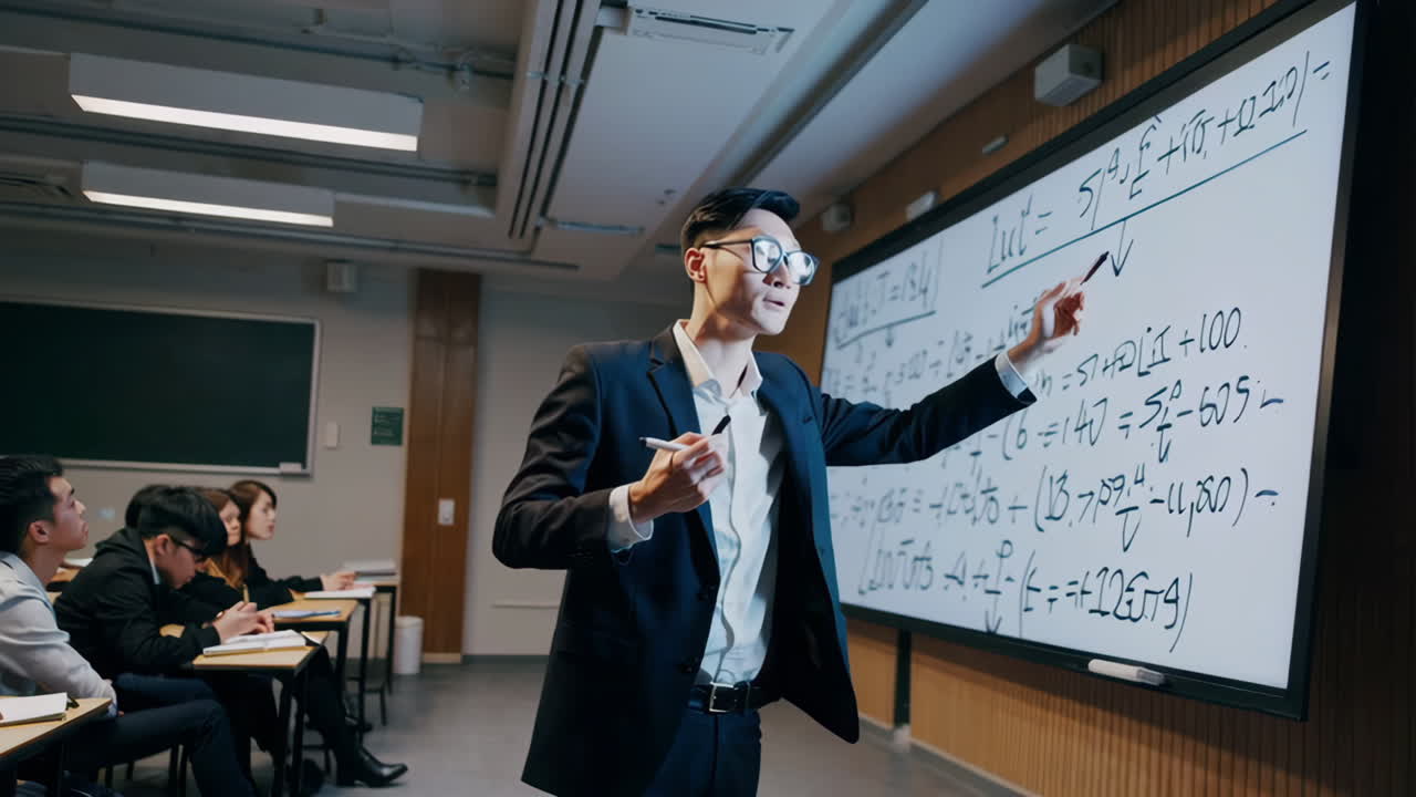 Professor Teaching Mathematics in a Classroom