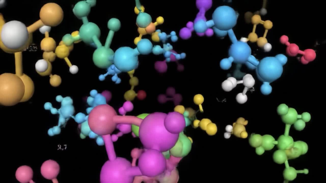 Dive into a dynamic world of molecular structures, featuring various colorful atoms and chemical bonds.