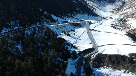 Aerial-views-of-ski-stations,-different-landscapes-and-viewers-in-Andorra-during-the-covid-times