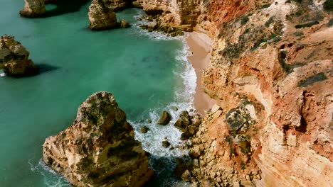 Slow-pan-up-shot-from-Praia-da-Marinha