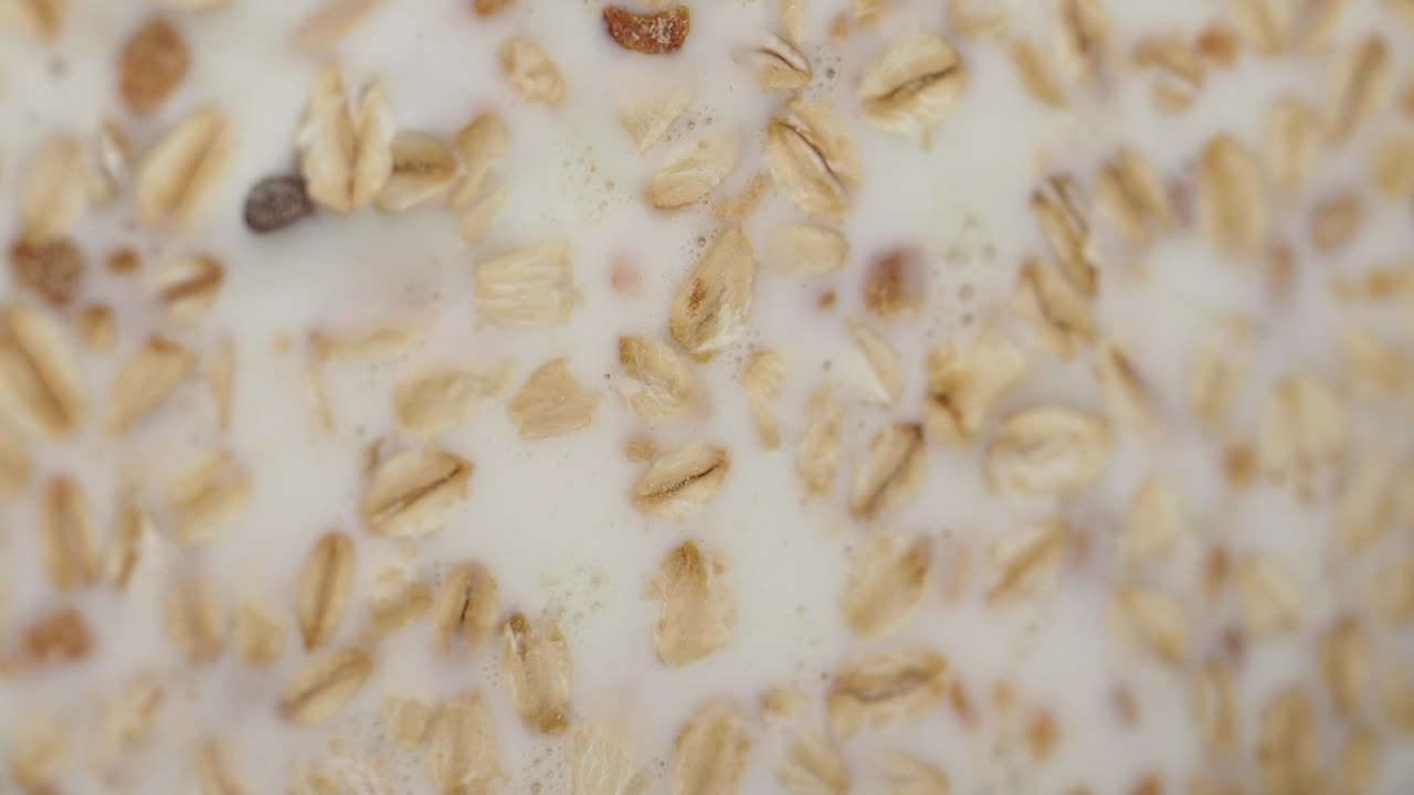 Close-up of Oatmeal with Milk