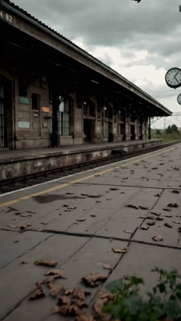 abandoned train station platform in autumn