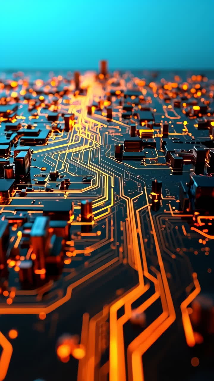 primer plano de una placa de circuito incandescente