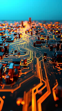 primer plano de una placa de circuito incandescente