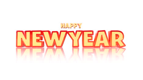 cartoon happy new year text on a vibrant white gradient