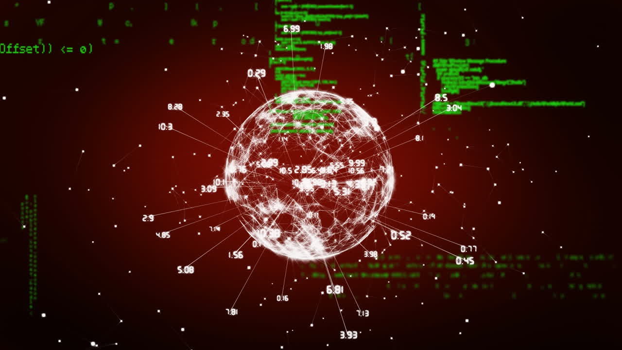 숫자와 디지털 코드가 있는 지구촌.