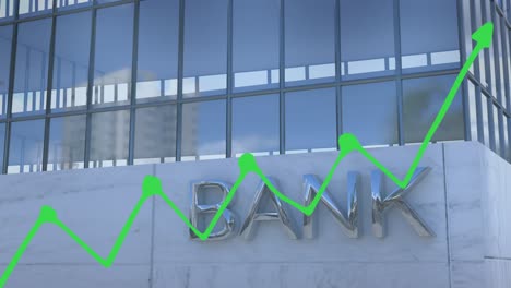 digital animation of statistical data processing against bank building