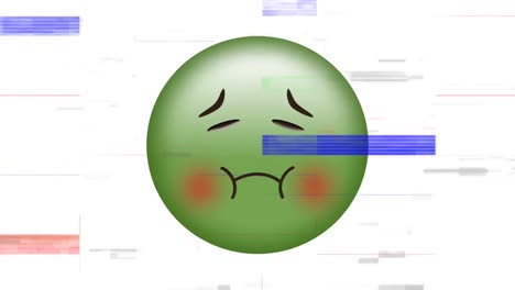 메스꺼운 초록색 얼굴 이모티콘