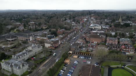 Town-centre-Esher-town-Surrey-UK-drone-aerial-view