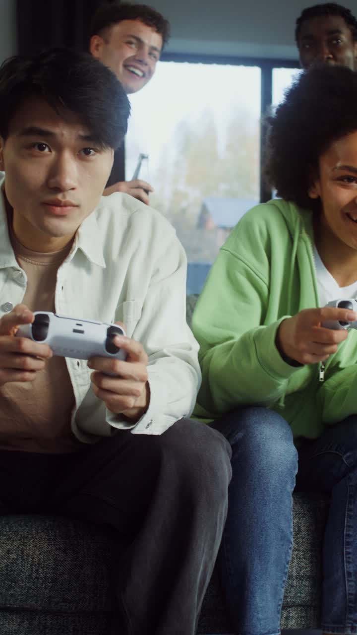 Group of friends playing video games