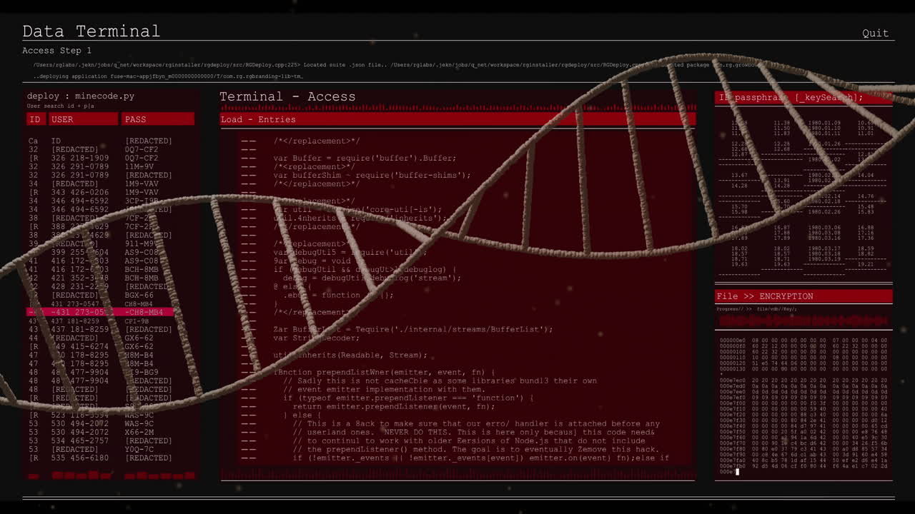 animación de la cadena de adn sobre el procesamiento de datos